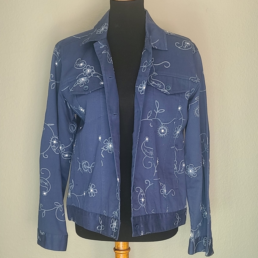 Vintage Embroidered Shirt Jacket Medium